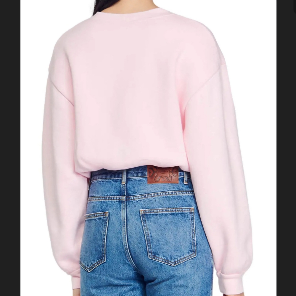 Sandro Paris 'Jiya' Light Pink Cropped Sweatshirt - Picture 9 of 12